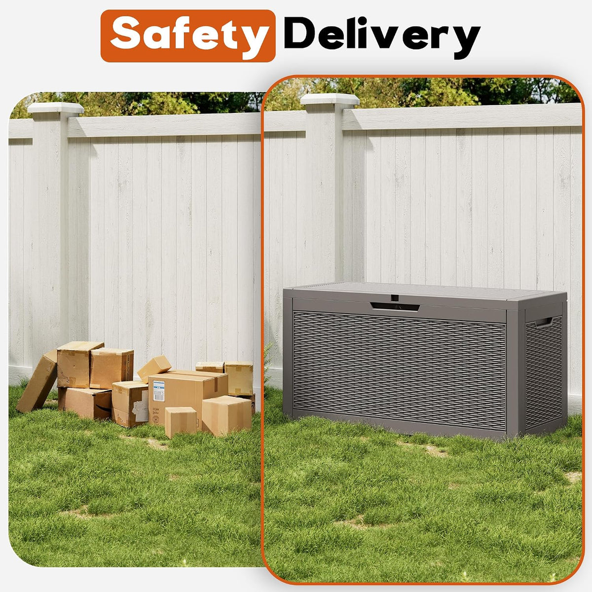 Outdoor Deck Storage Box, Waterproof,Grey,72 Gallon
