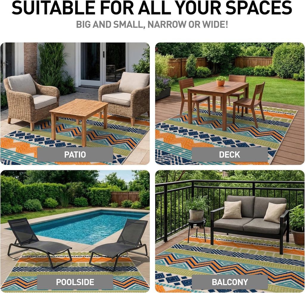 Rugshop Marbella Indoor/Outdoor Contemporary Boho Area Rug Multi 5' x 7'