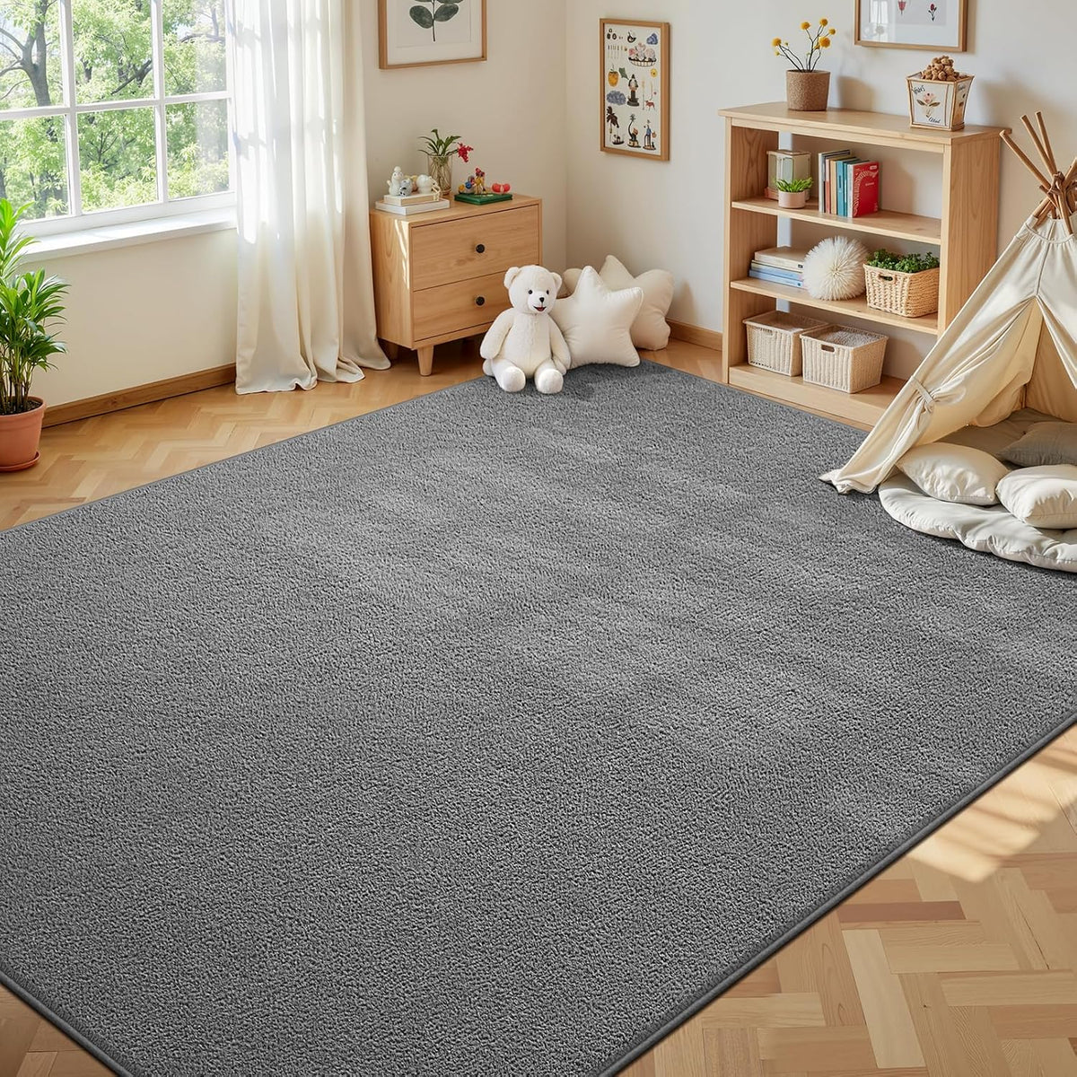Deerhoo Large Area Rugs for Living Room Bedroom, 6 x 9 Ft, Grey