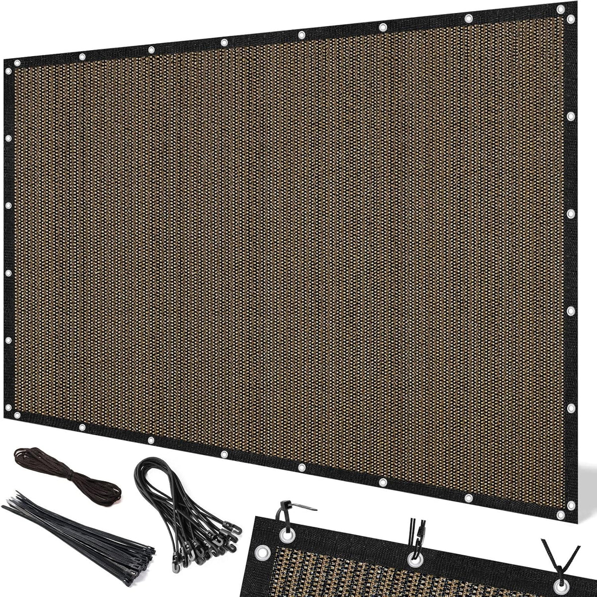 Artpuch 90% Sun Shade Cloth, 10 x 12 FT Pergola Shade Cover Canopy with Grommets, Sun Screen Fabric Tarp for Patio, Outdoor, Garden, Backyard, Mocha