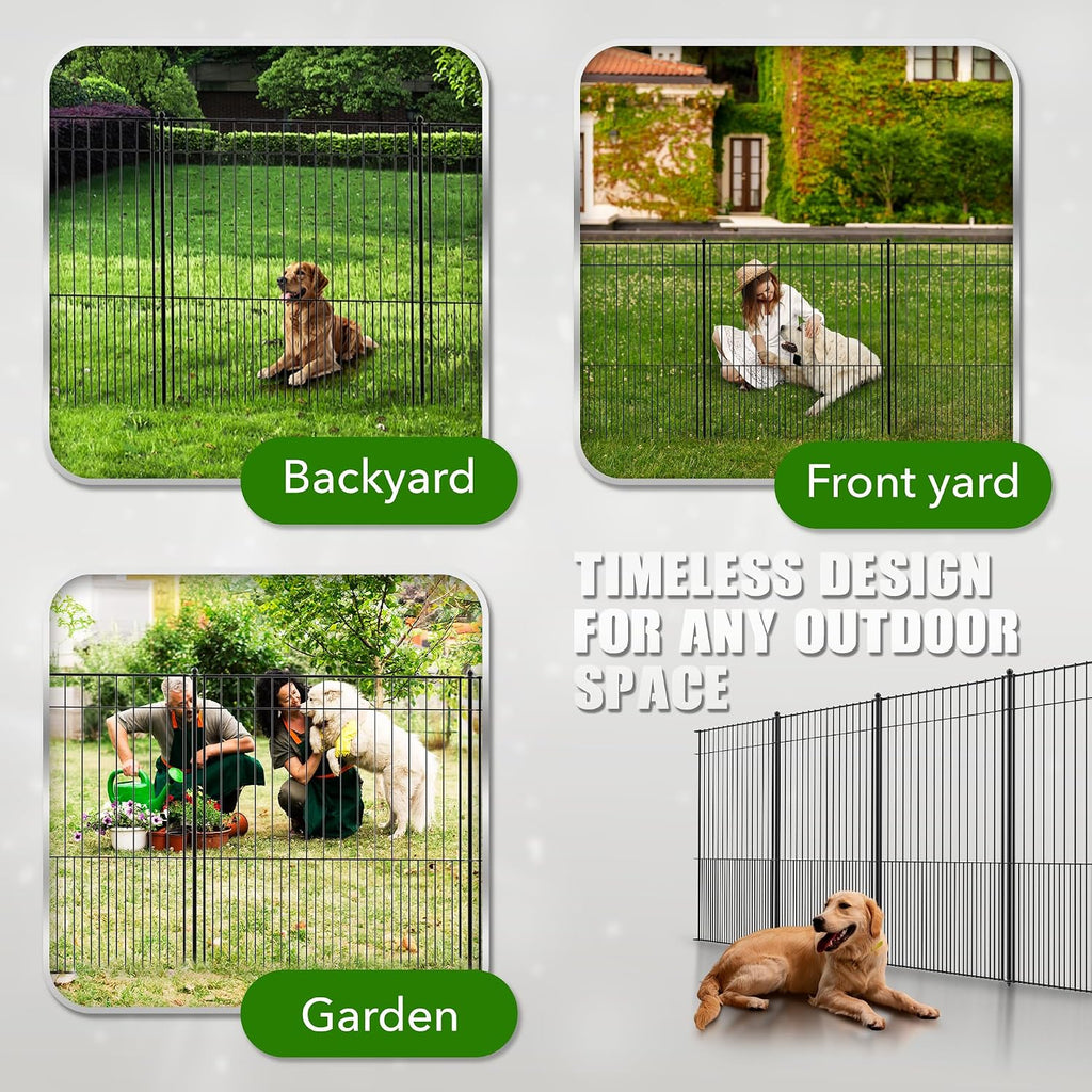 WESLEY'S CORNER Tall Fence Panels - 32”H x 29”L, No Dig Metal Dog Fence, Heavy Duty Garden Border & Animal Barrier, Rustproof, Decorative Fencing for Backyards, Frontyards, Outdoors and Edging