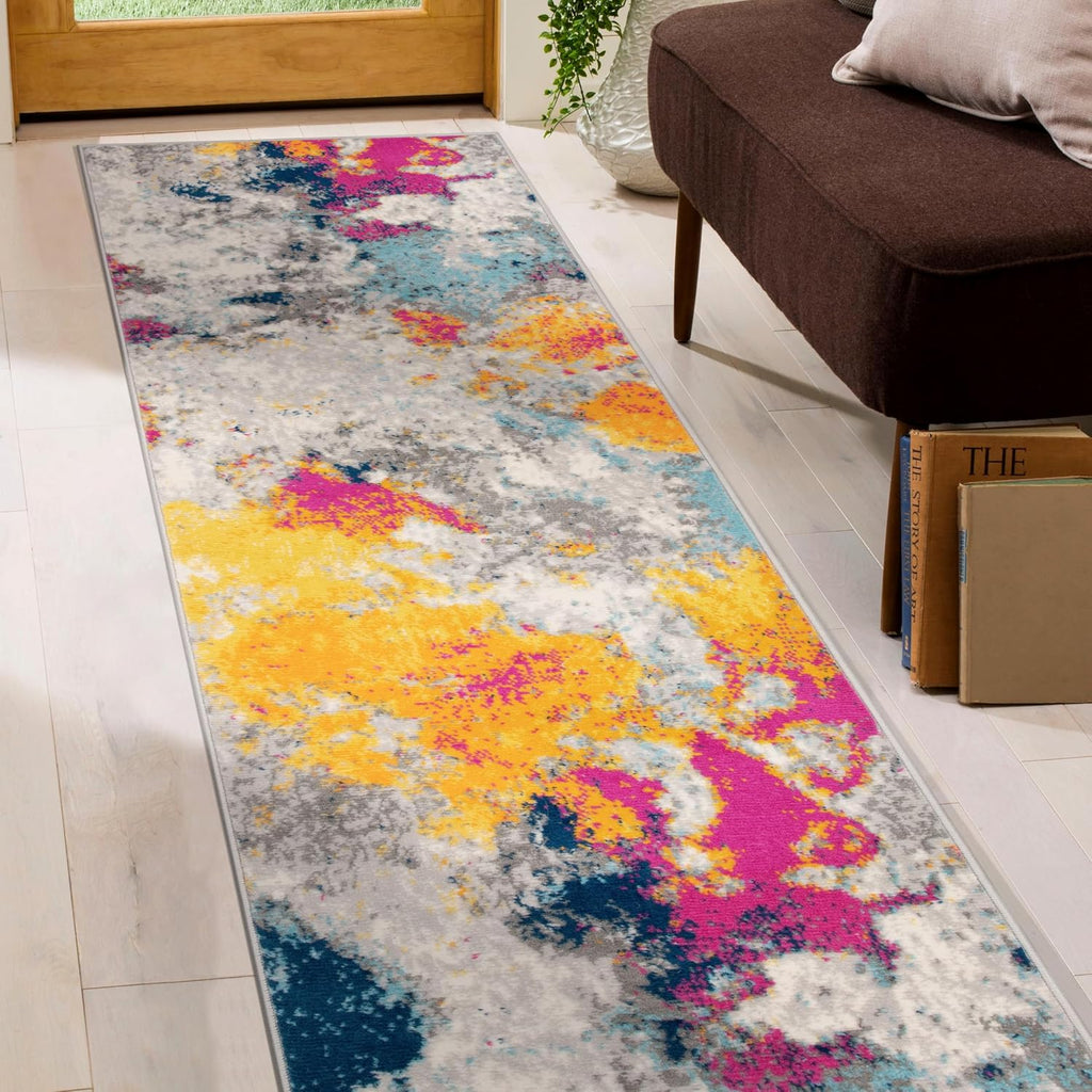 Rugshop Modern Abstract Living Room Non-Shedding Runner Rug Multi 2' x 10'