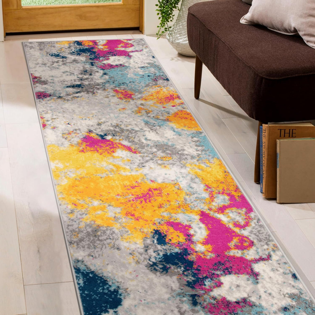 Rugshop Modern Abstract Living Room Non-Shedding Runner Rug Multi 2' x 10'
