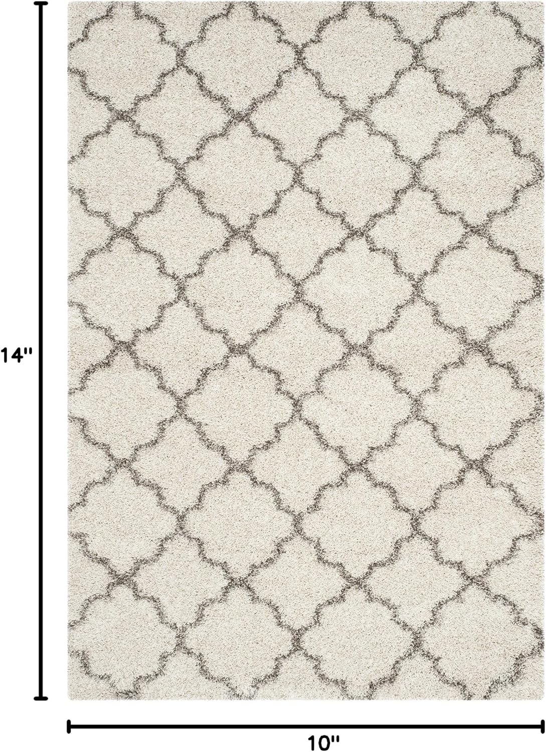 SAFAVIEH Hudson Shag Collection Area Rug - 10' x 14', Ivory & Grey, Moroccan Trellis Design, Non-Shedding & Easy Care, 2-inch Thick Ideal for High Traffic Areas in Living Room, Bedroom (SGH282A)