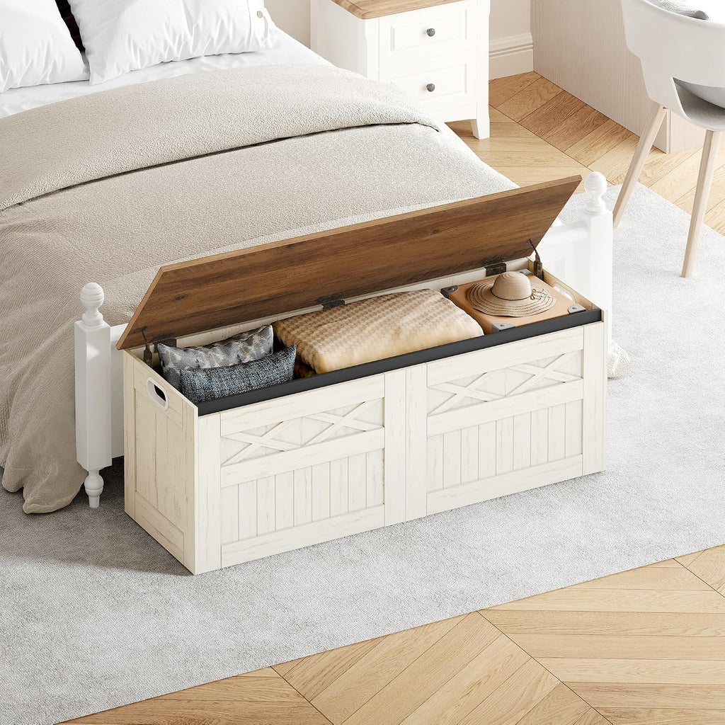 Hzuaneri 47" Farmhouse Storage Chest and Bench | 59 Gal | 330lb Seat