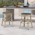 PURPLE LEAF Bar Stools 25" Round French Set of 2 Backless Black