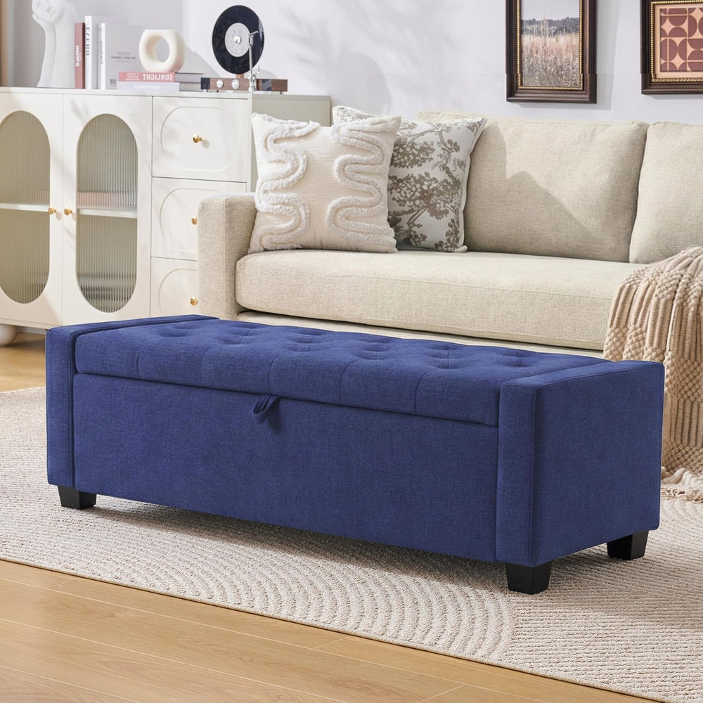 Huatean Home 48" Ottoman with Storage, Blue Storage Ottoman Bench