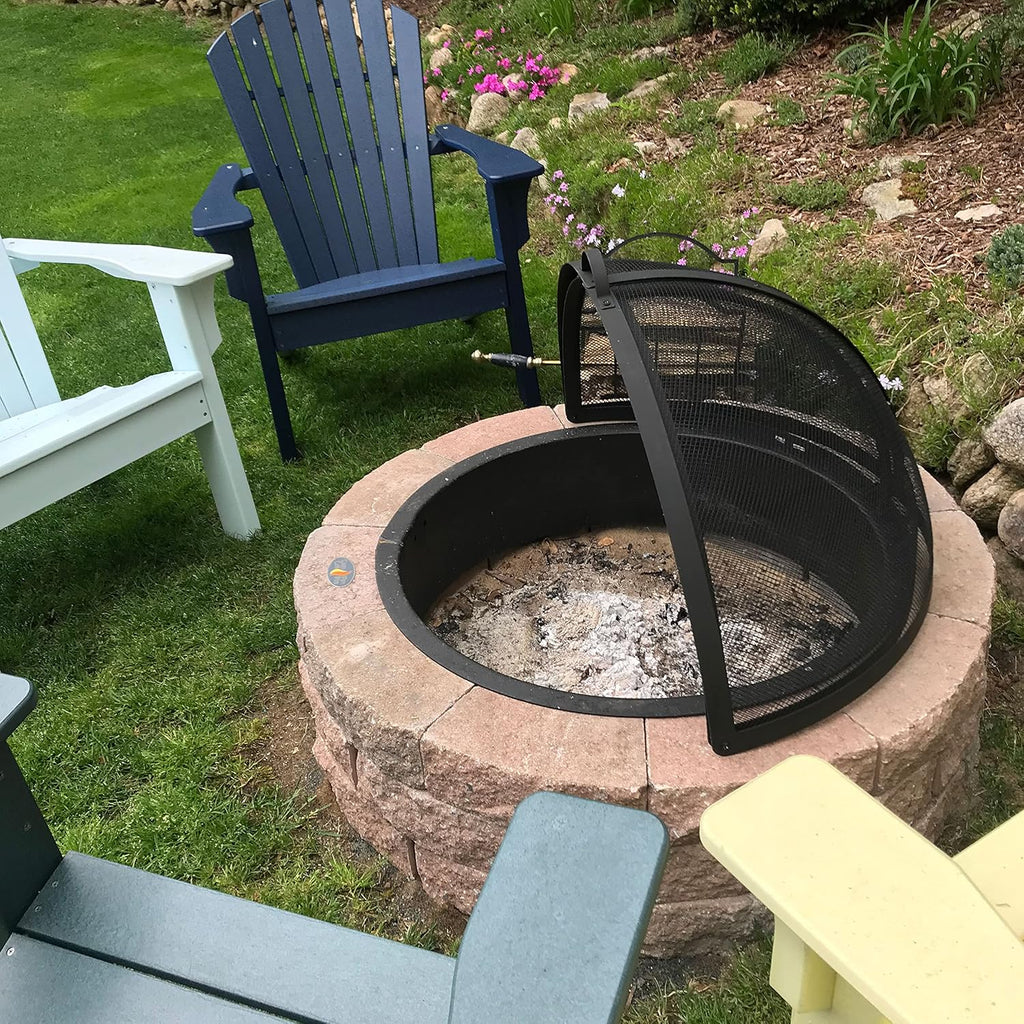 Sunnydaze Outdoor Fire Pit Screen Cover, Round, Easy Access Door, 36" Dia