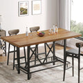 Tribesigns 63-Inch Counter Height Bar Table with Metal Footrest (Light Oak)