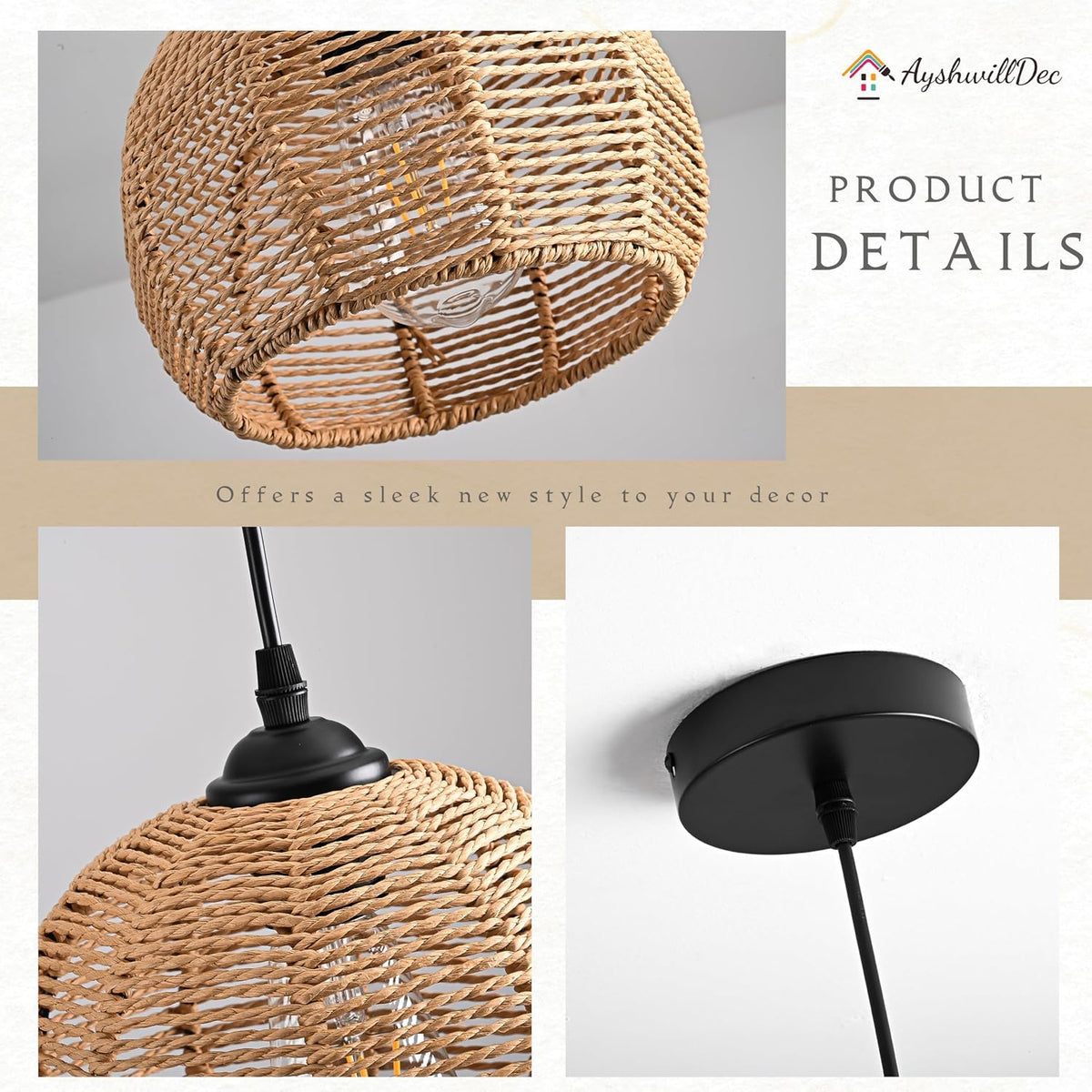 wicker pendant light natural woven pendant light boho showing dimensions