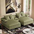 114" Oversized Double Chaise Lounge, Corduroy Sofa Bed with Storage,Green