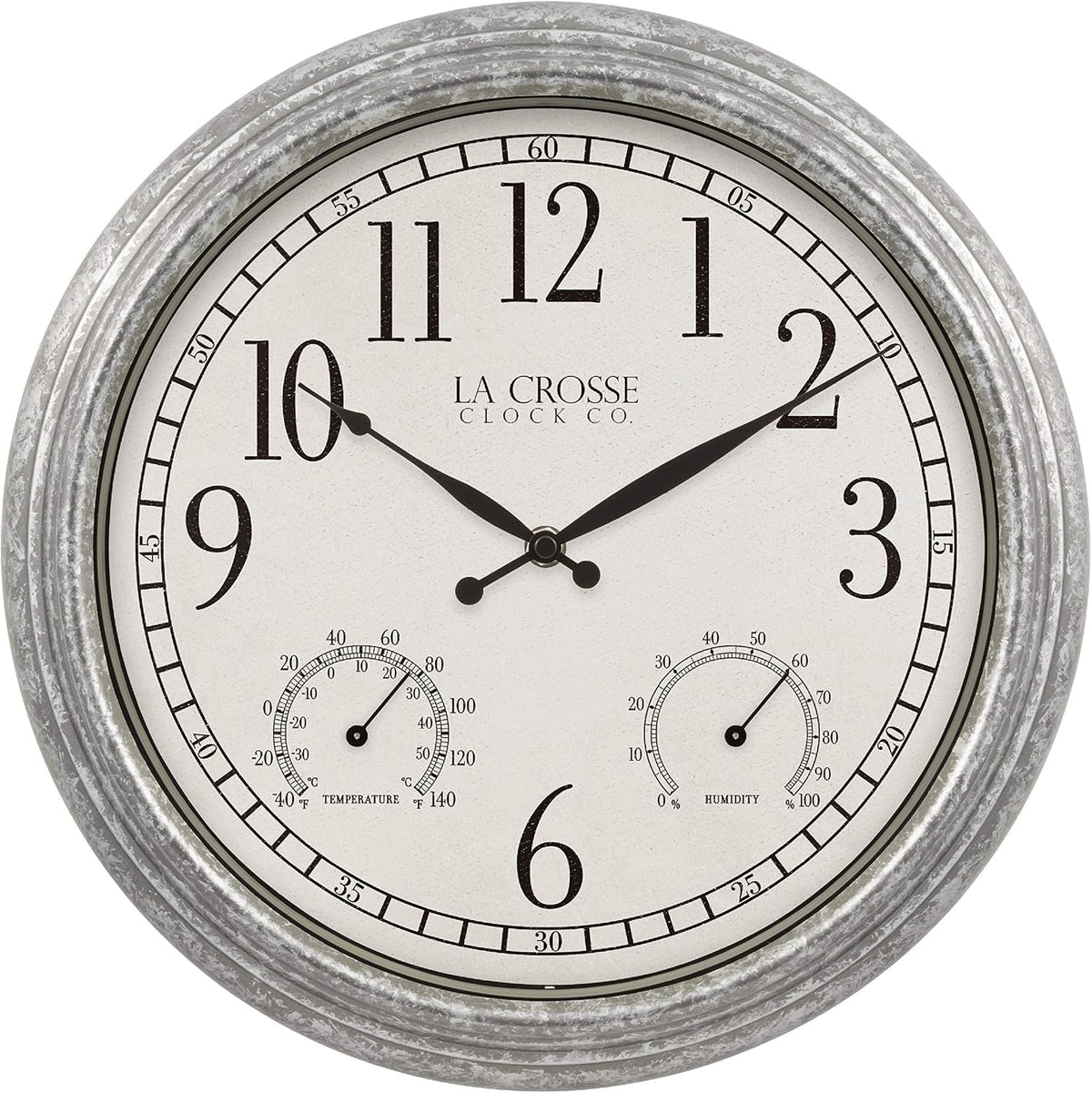 La Crosse Clock 433-3236 14-inch Silas Indoor/Outdoor Galvanized Analog Quartz Wall Clock