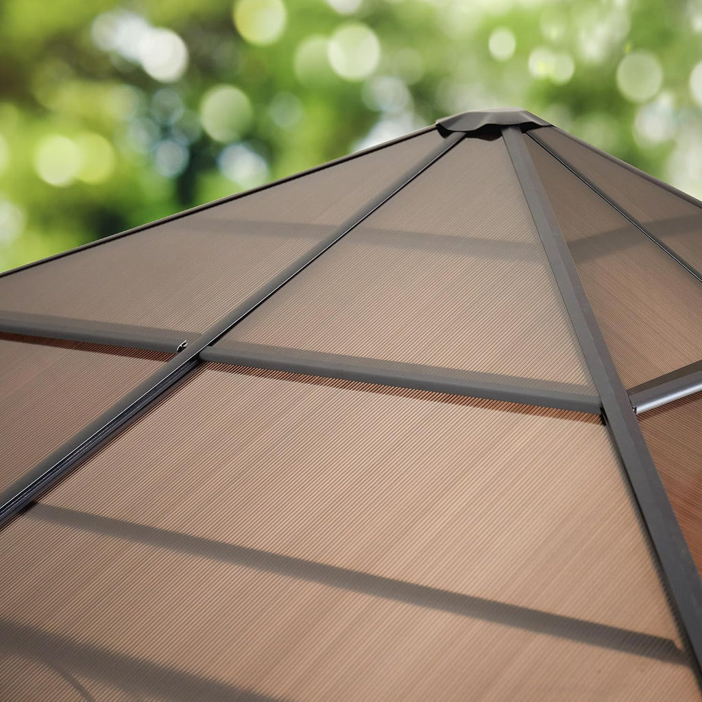 TOOLPORT 10x10 ft Hardtop Gazebo, Polycarbonate Roof