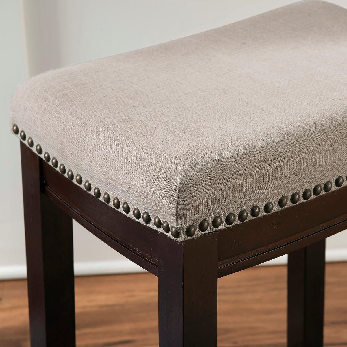 Linon Harper Beige & Dark Walnut 24" Counter Stool, Beige/Dark Walnut (98325WAL-01-KD)