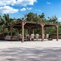 Modern Shade Wood Grill Gazebo 20' x 20' with Sloped Galvanized Steel Roof