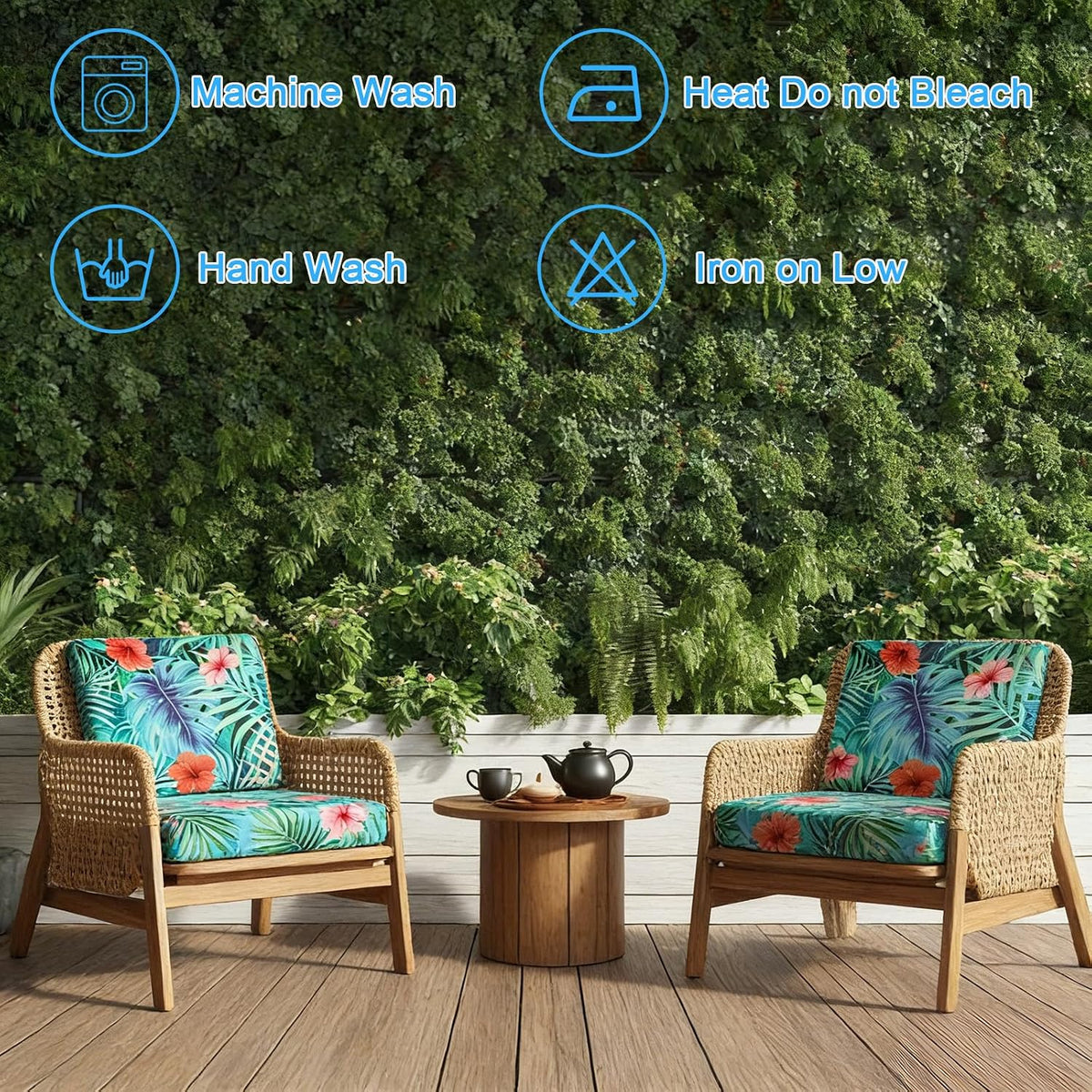 12PCS Summer Tropical Leaves Patio Cushion Covers Palm Leaves Stretch Outdoor Couch Cushion Cover Replacement Outdoor Sofa Slipcovers for Home Patio Furniture Covers Washable Reusable Chairs Protector