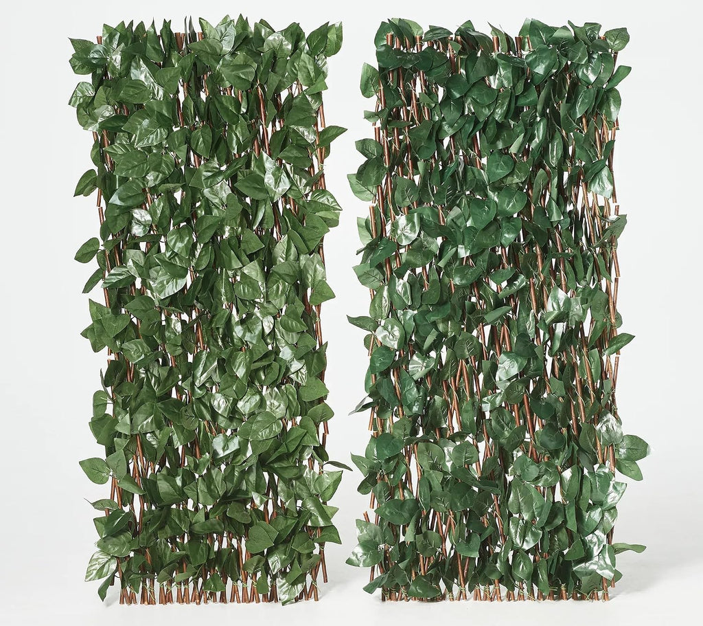 Set of 2 Expandable Faux Ivy Privacy Fences