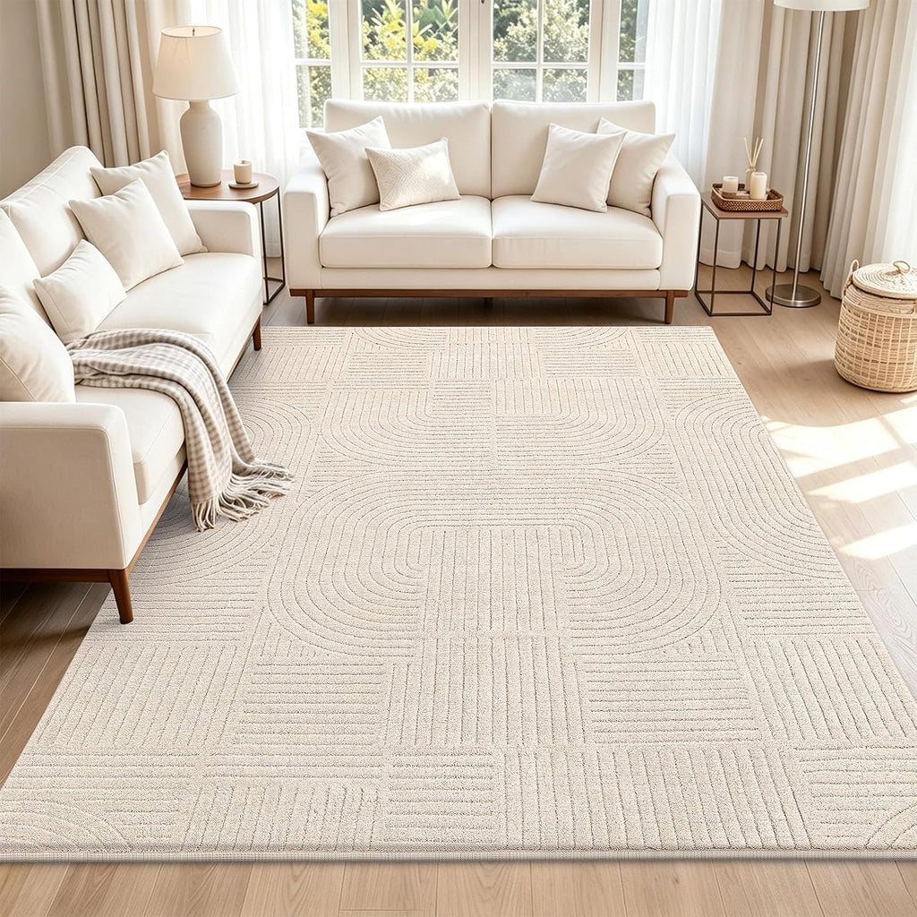 HEBE 5'x7' Area Rugs for Living Room,Washable Non Slip Textured Bedroom Rug