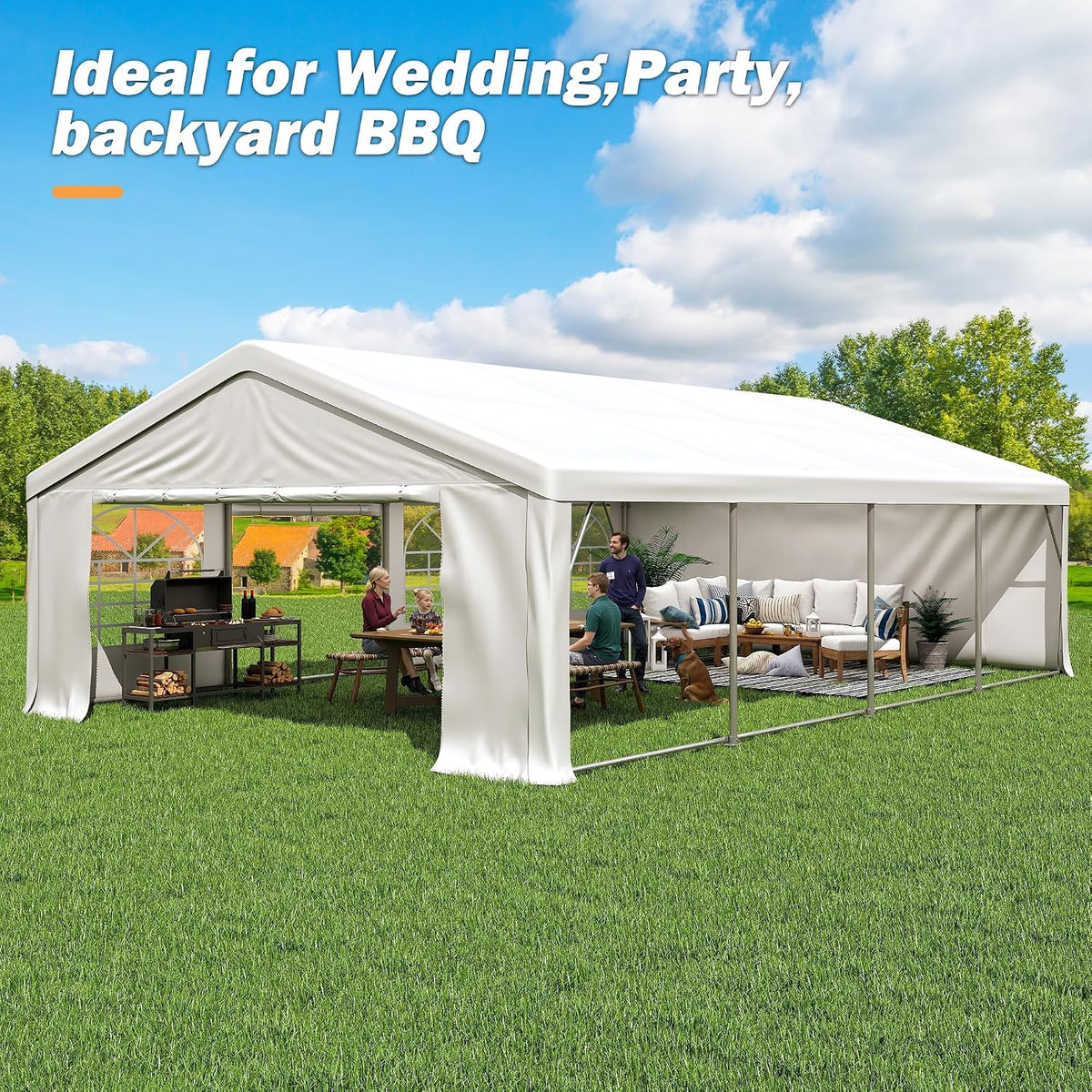 20' x 29.5' Heavy Duty Party Tent, Outdoor Large Wedding Tent with Removable Sidewalls, Event Canopy Shelter for Birthday Party, Outdoor Event
