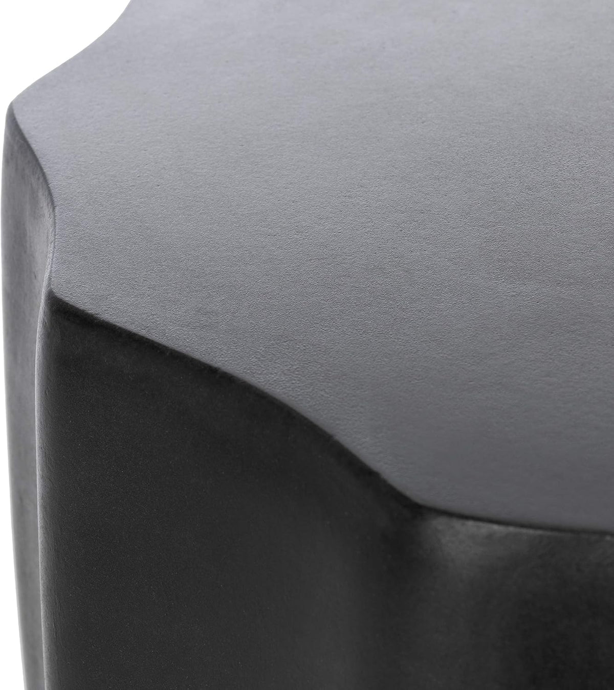 SAFAVIEH Outdoor - Jaslyn Accent Stool - Black Concrete - Modern Sculptural Drum Design - Ideal for Living Room, Patio, Deck, Sunroom, 15.3" W x 15.3" D x 17.7" H (VNN1010C)