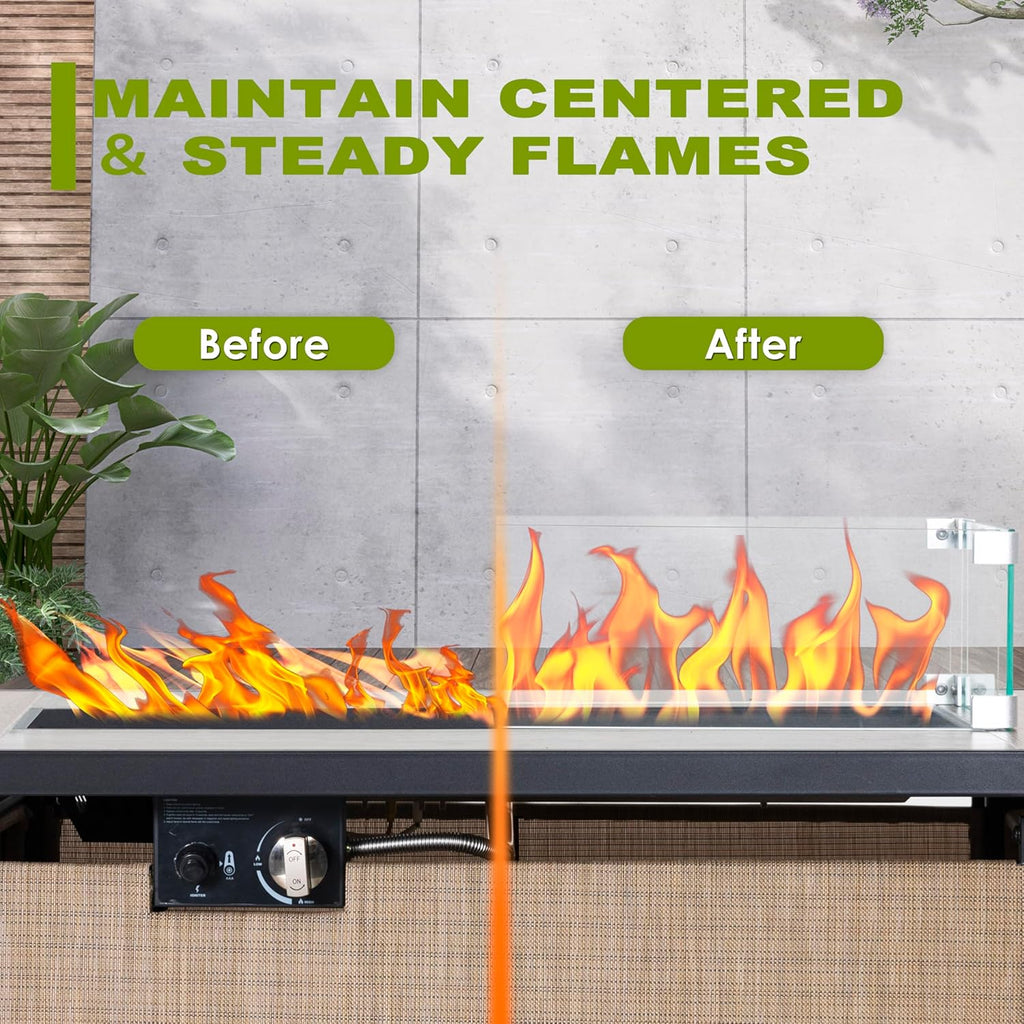 Nuu Garden Tempered Glass Wind Guard for Rectangular Fire Pit Table 29 x 10 x 6 Inch Durable Transparent Flame Shield with Aluminum Alloy Brackets