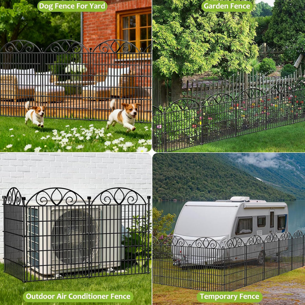No Dig Garden Fence Outdoor for Yard, 5 Panels with Gate