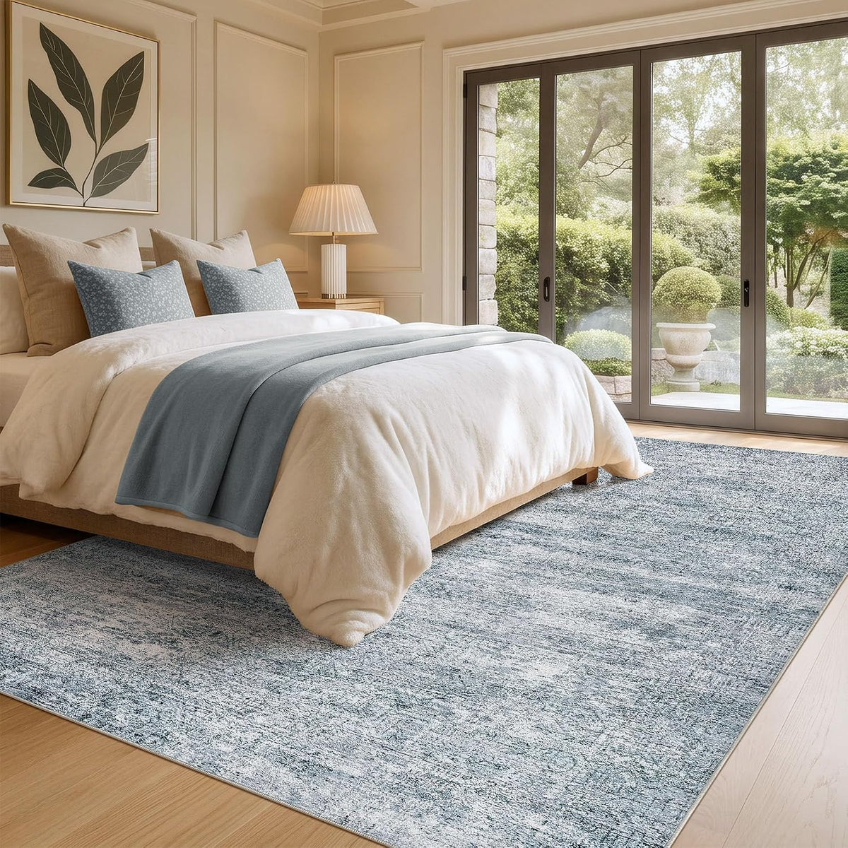 9x12 Rugs for Living Room: Washable Non Slip Navy Blue Area Rug