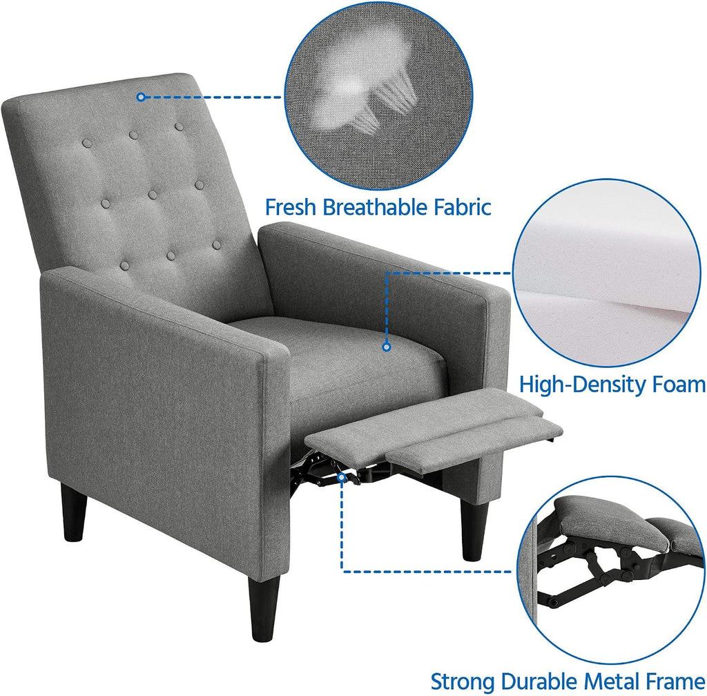 Yaheetech Fabric Recliner Chair Tufted Upholstered Single Sofa Gray