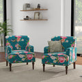 Floral Accent Chairs Set of 2, Fabric Upholstered Armchair