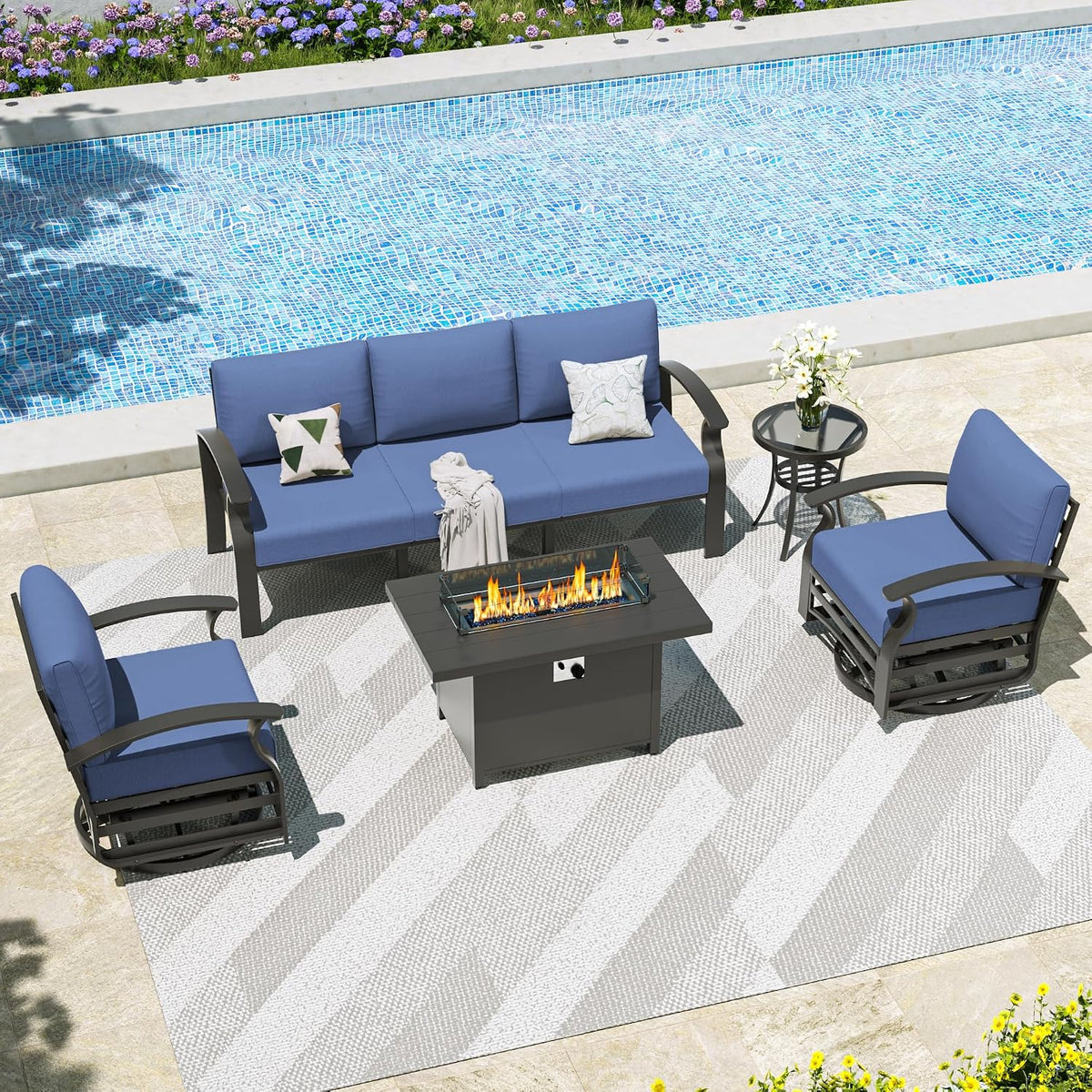 Kullavik Aluminum Outdoor Patio Furniture Set with 5.1'' Thick Cushions