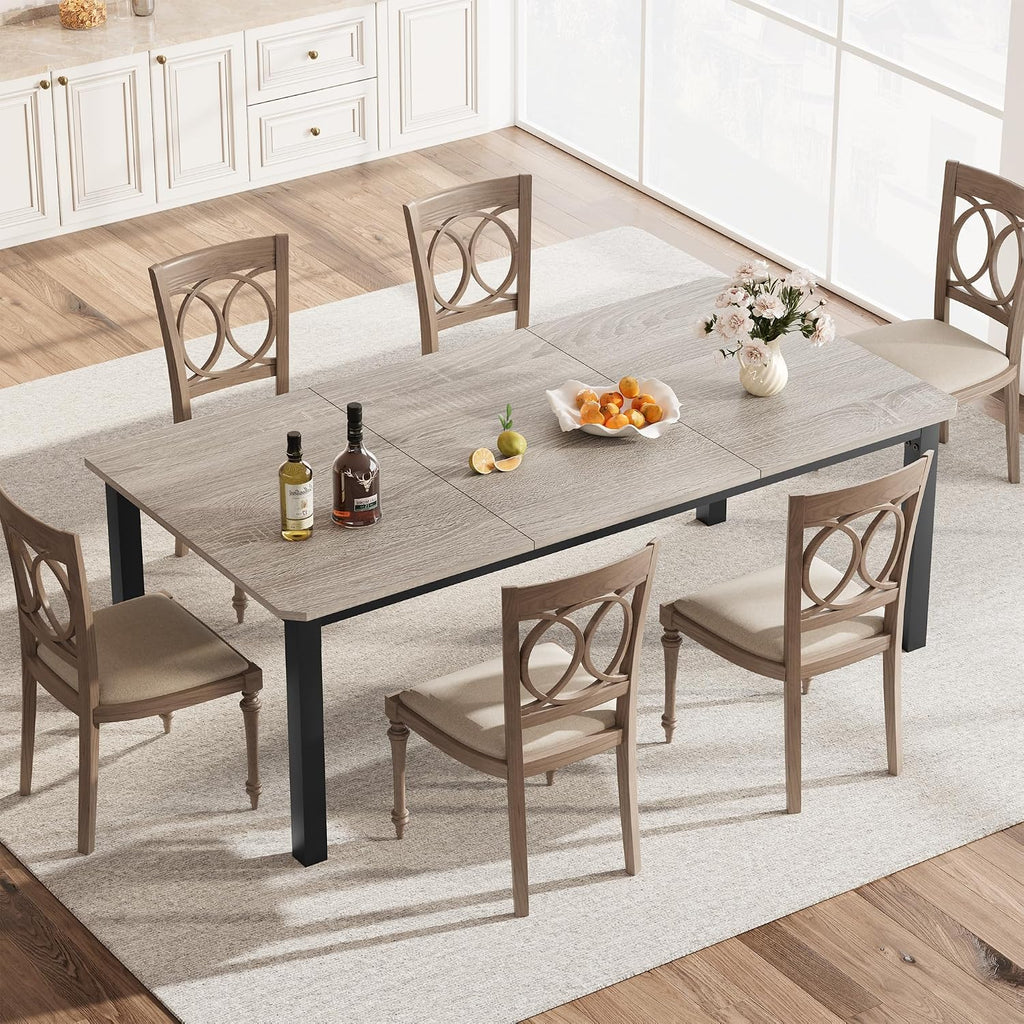 Garvee 78.7" Dining Table for 8-10 People, Grey Kitchen Tables (Only Table)