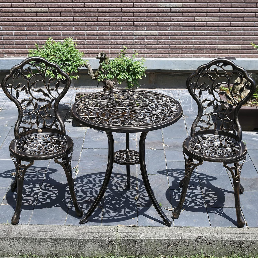 yksy&yksy patio bistro set.rust-resistant cast aluminum bistro table on a desk or shelf