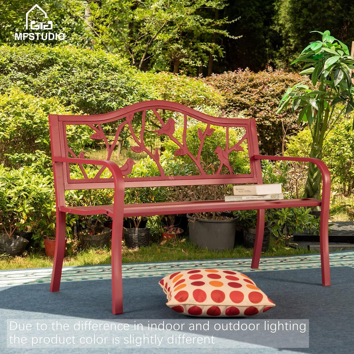 mfstudio 50” outdoor garden bench cast iron metal, package contents