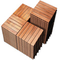 PrimeZone 54 PCS Solid Acacia Wood Interlocking Patio Deck Tiles Outdoor