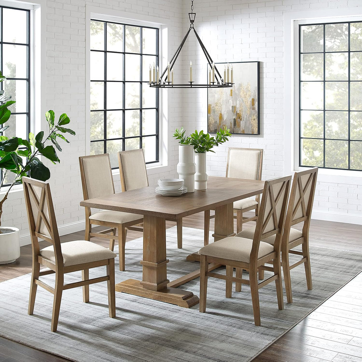 Crosley Furniture Joanna 7-Piece Dining Set, Upholstered Chairs