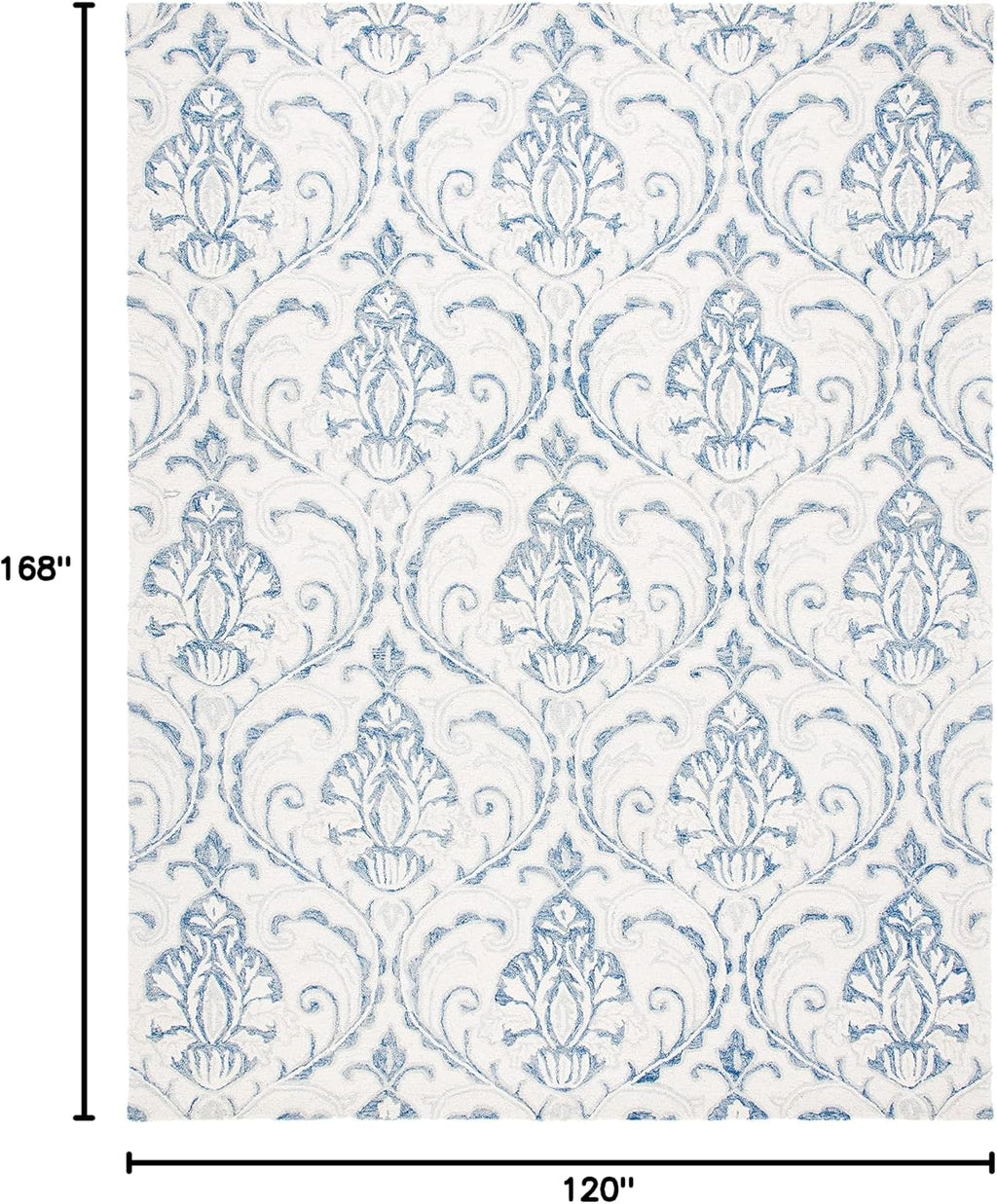SAFAVIEH Micro-Loop Collection 10' x 14' IvoryBlue MLP532A Handmade Premium Wool Living Room Dining Bedroom Area Rug
