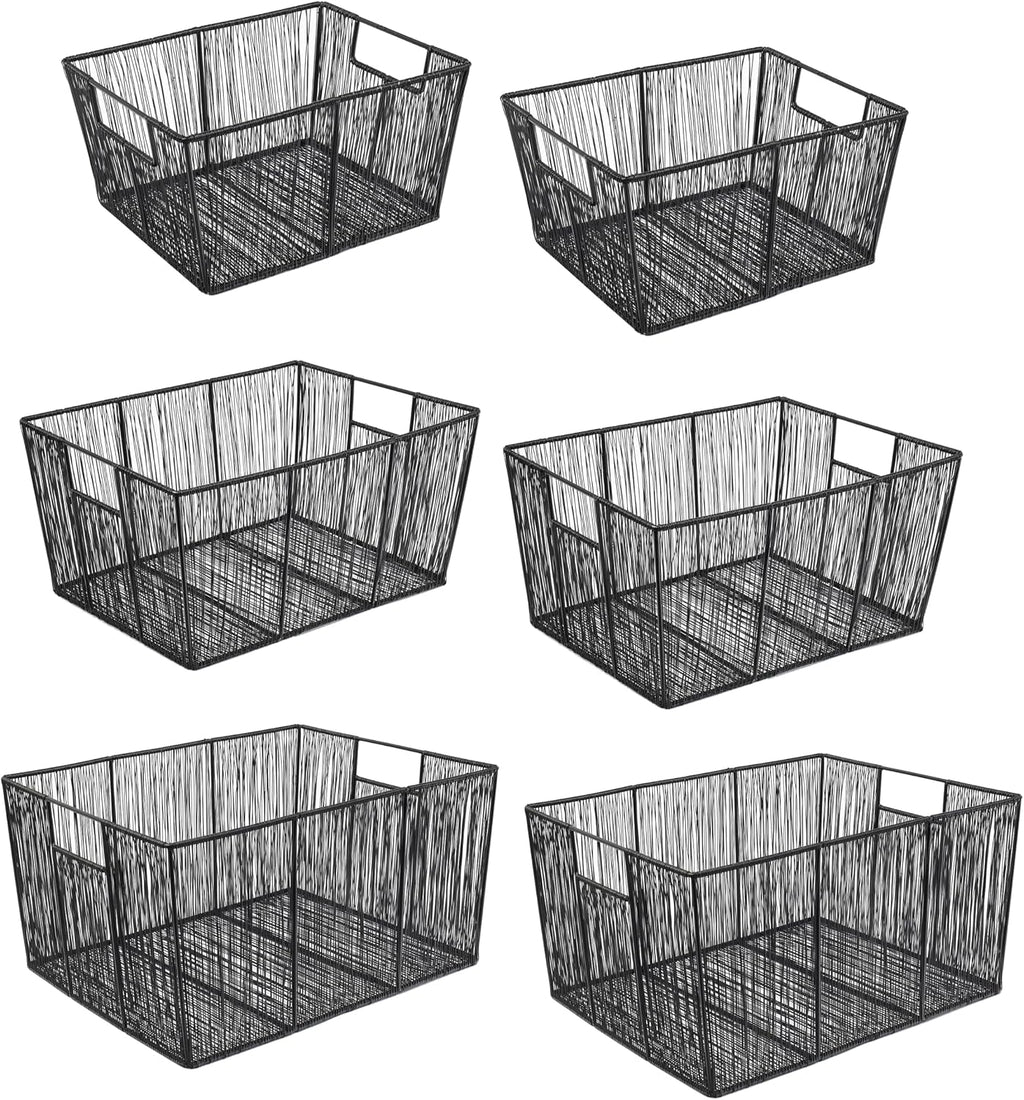 happimess Sutton 6-Piece Nesting Mild Steel Storage Baskets 16", Black
