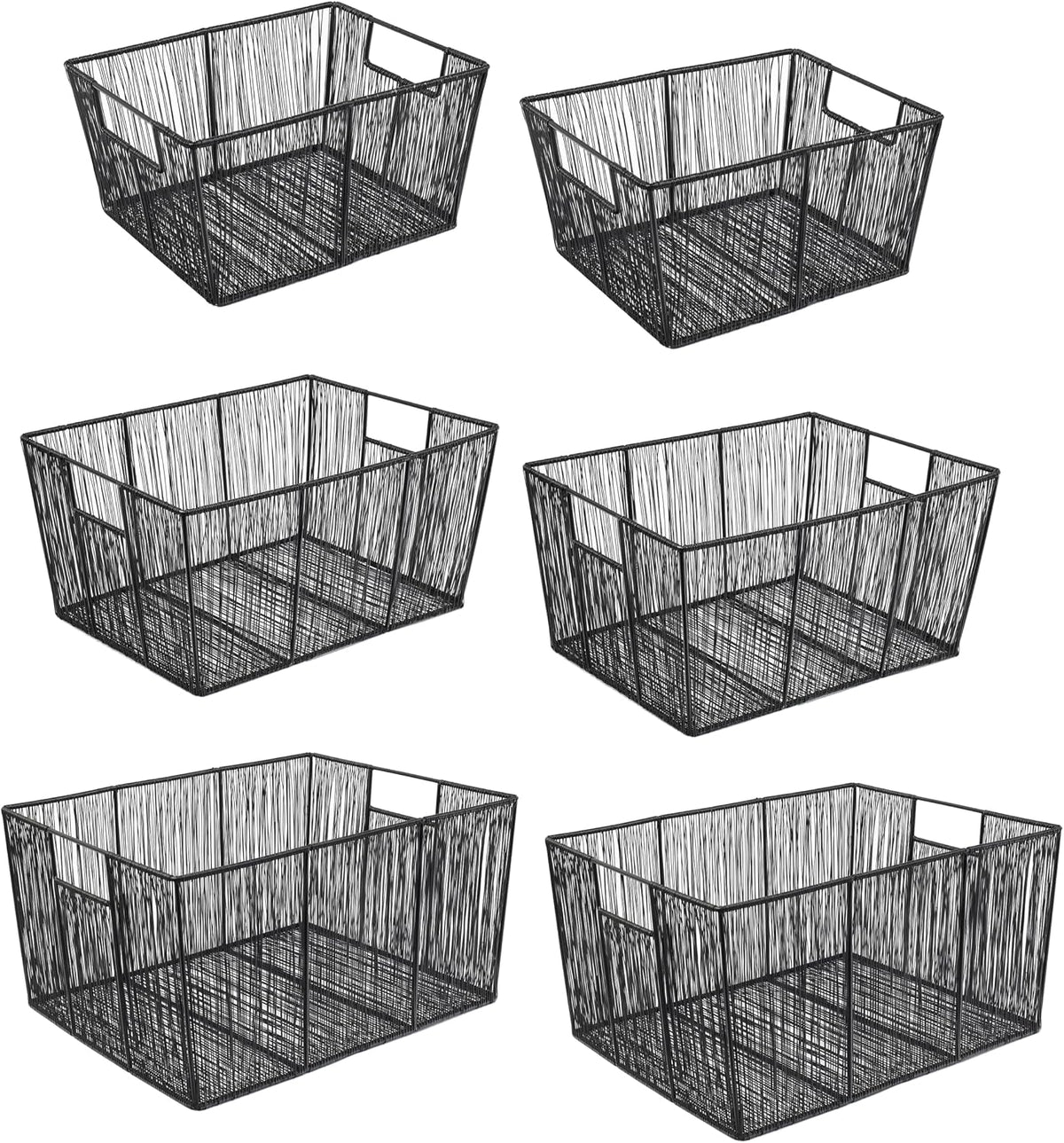 happimess Sutton 6-Piece Nesting Mild Steel Storage Baskets 16", Black