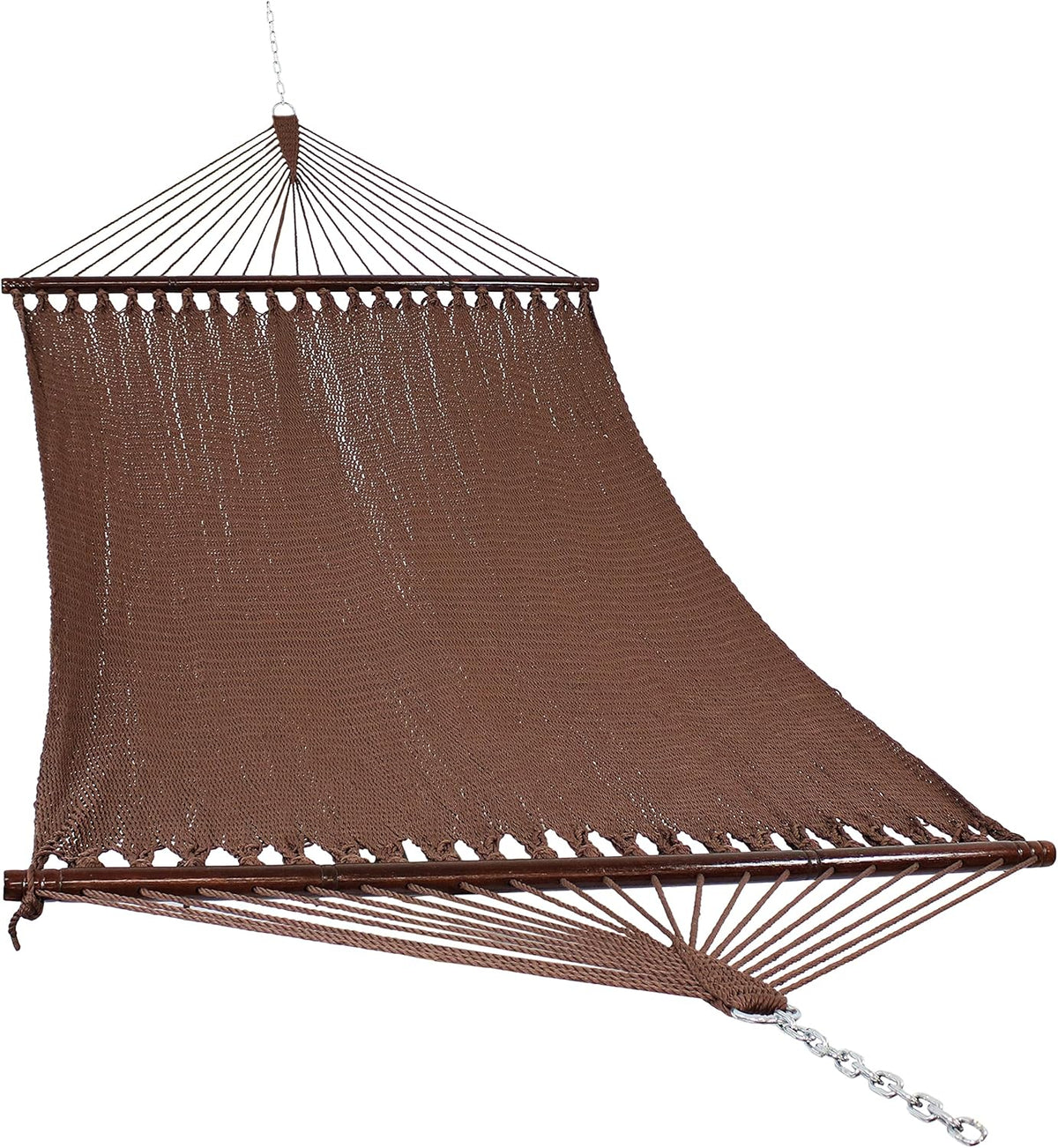 Sunnydaze 75" x 55" Bed, Heavy-Duty Double Rope Hammock for Outside, Mocha