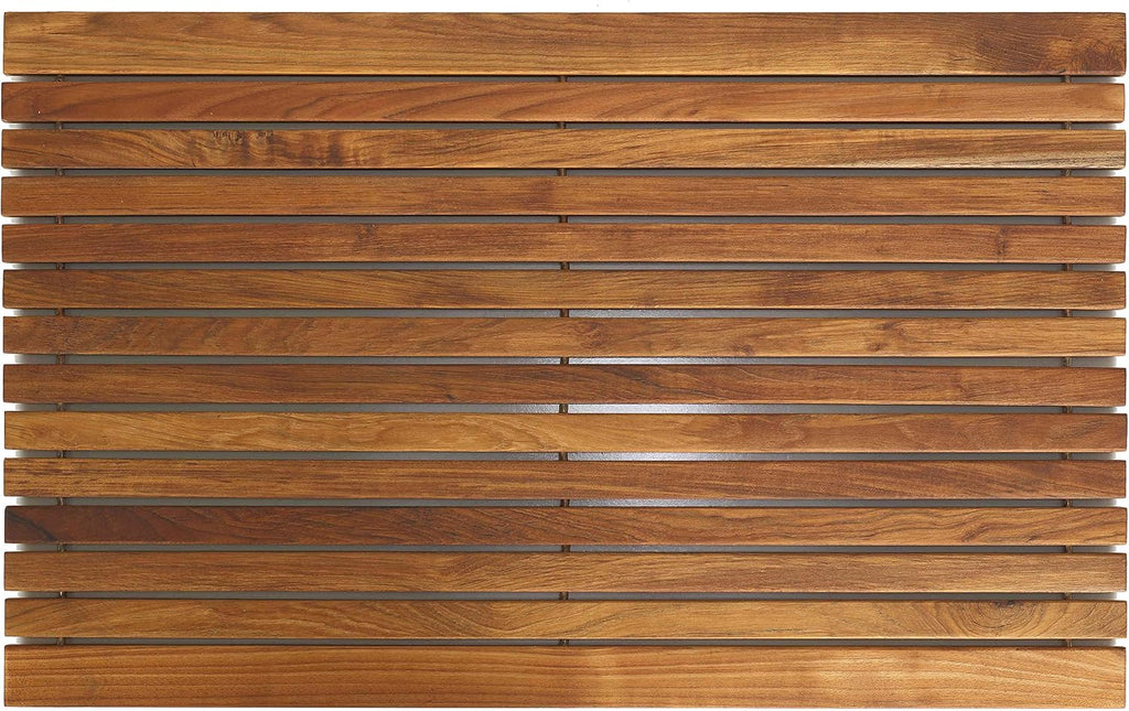 Bare Decor Cosi String Spa Shower Mat in Solid Teak Wood Oiled Finish, Large: 31.5" x 20"