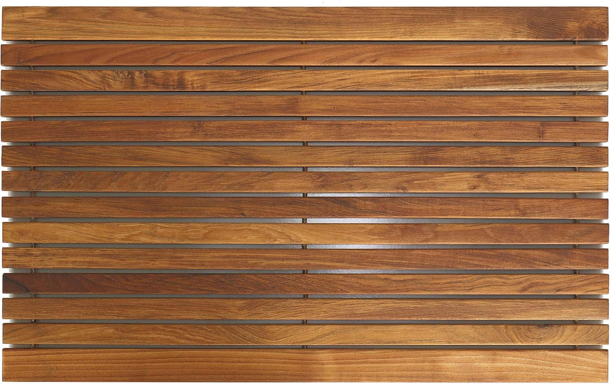Bare Decor Cosi String Spa Shower Mat in Solid Teak Wood Oiled Finish, Large: 31.5" x 20"