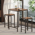 Homeiju Bar Table and Chairs Set, Square Bar Table with 2 Stools, Space-Saving Dining Pub Set for 2, Perfect for Kitchen, Breakfast Nook, Living Room & Small Spaces