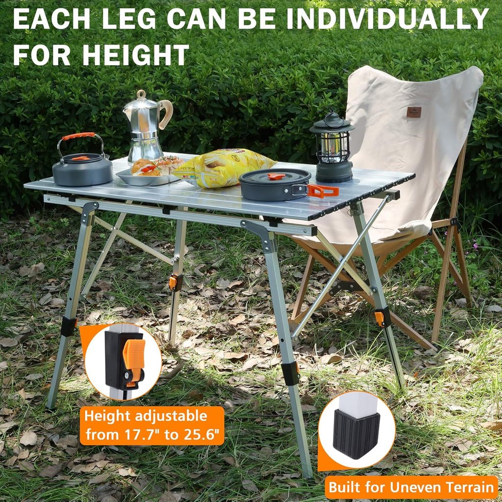 JOUYEK Folding Outdoor Camping Table, Lightweight Aluminum Camp Table White