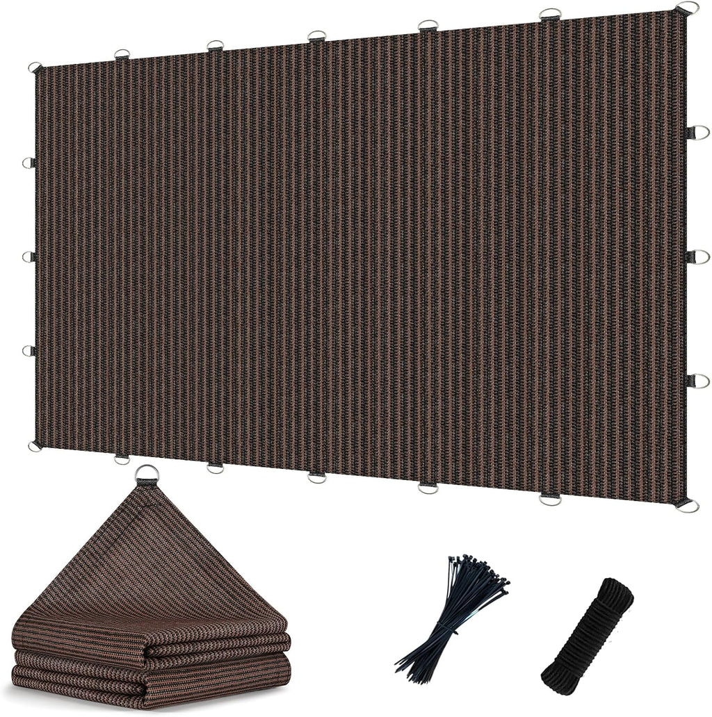 POYEE 90% 10x30ft Sun Shade Cloth with Reinforced Corner Webbing & D-Rings