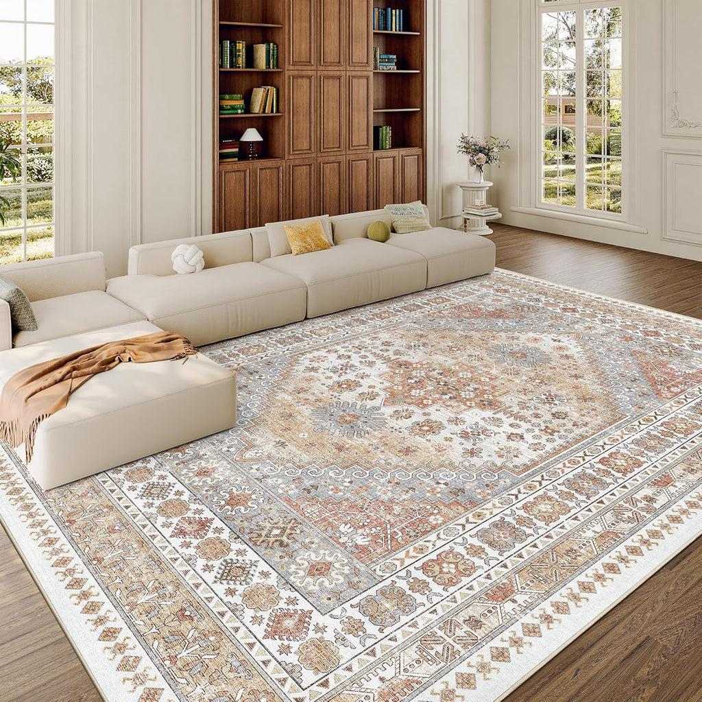 zesthome 8x10 Area Rugs for Living Room,Large Washable Rug,Orange