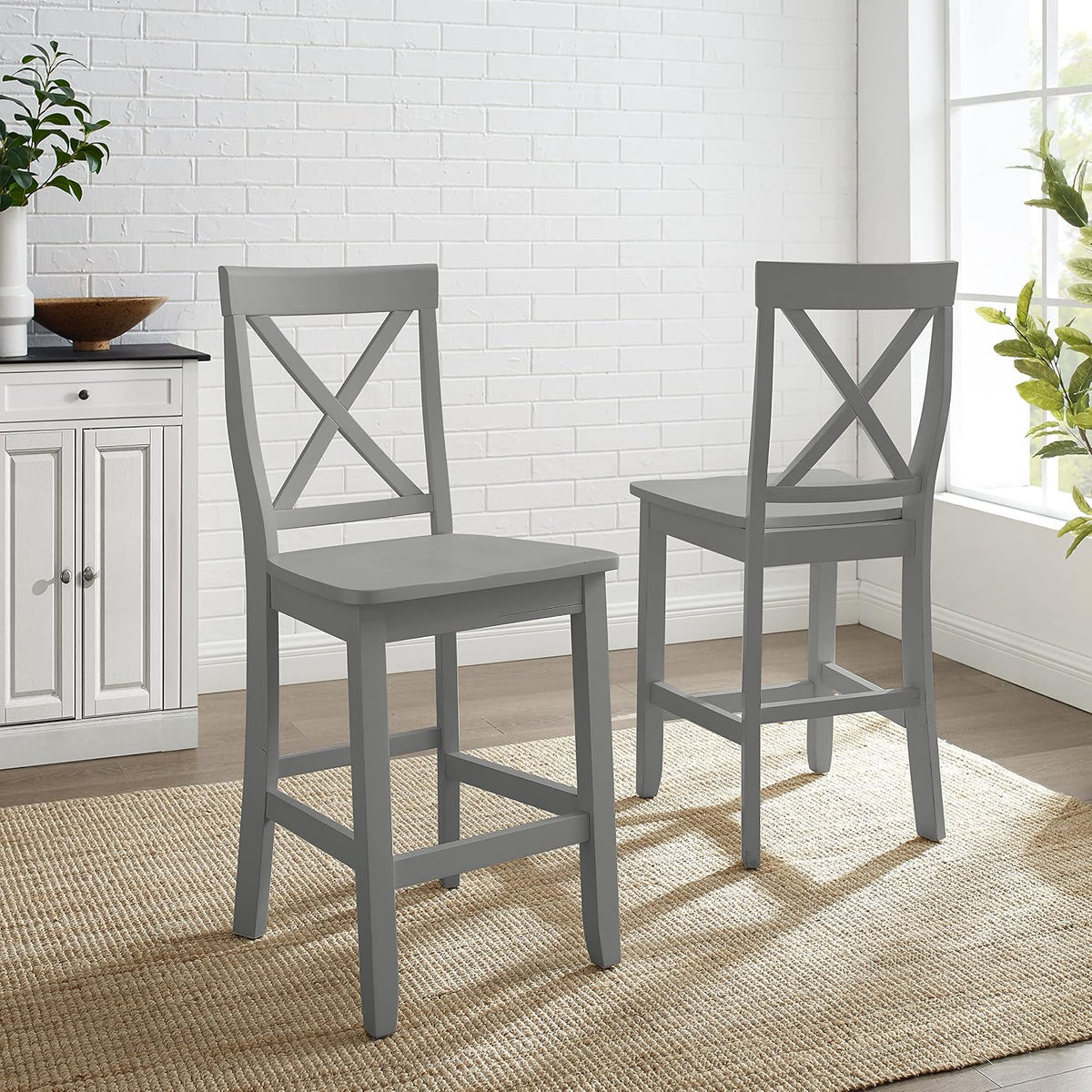 Crosley Furniture X-Back Wood Counter Stools, Set of 2, 24"