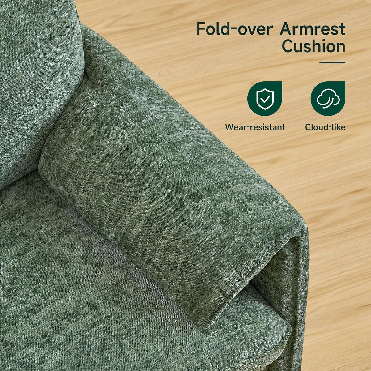 ONBRILL Oversized Accent Chair, 41 Inch Chenille Fabric Armchair, Green