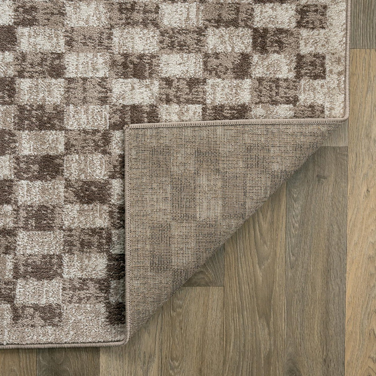 Rugshop Contemporary Checkered Grid Textured Area Rug Beige 7' 10" x 10'
