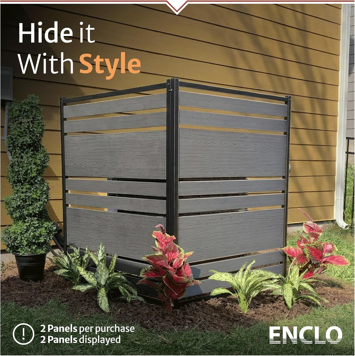 Enclo Vienna Privacy Screen, Charcoal Vinyl DIY No Dig Kit