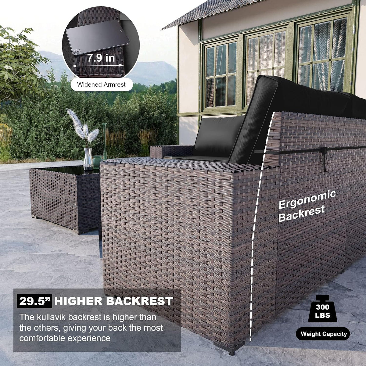 Kullavik 13 Piece Outdoor Wicker Patio Furniture Set with Fire Pit Table